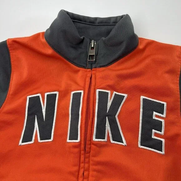 Nike Toddler Boys Full Zip Long Sleeve Jacket Size 4T Orange Grey Mock Neck - Picture 3 of 10